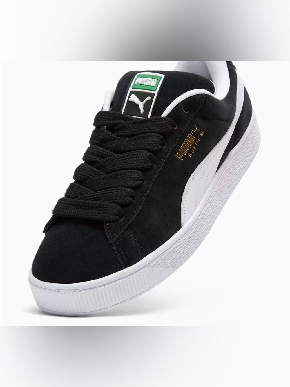 Puma Black Suede Sneakers with White Formstrip and Gold Logo Size 11 - Picture 2 of 16